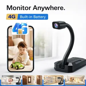 Flexible Tube Camera No WiFi required security camera (SIM card included), 4G LTE cellular camera, 4K HD mini hidden camera, pet and vehicle monitor, 170° wide-angle view, AI motion detection, night vision capability, Recording, Lens