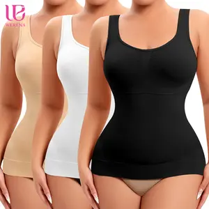 Werena Women's Compression Cami Shaper Tank Top with Built-in Bra - Light Tummy Control & Crewneck Design for Comfortable Wear