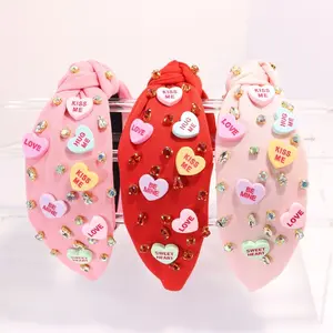 Valentine's Day New Rhinestone Heart Hairband, Pearl Beaded Fashion Sweet High Crown Dance Headband, Elegant Bow Knot Design, Chic Headbands