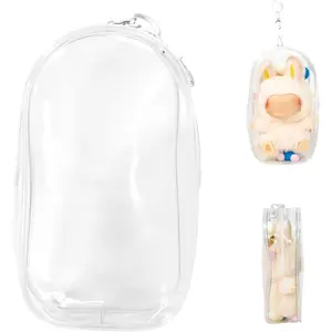 Clear Doll Display Bag Scratch-Resistant Stain-Proof Protection with Keychain for Doll Lovers Organiser