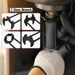 2PCS 7-in-1 Multi-Functional Metal Sink Wrench, Heavy Duty Plumbing Tool for Faucet Installation, Repair, Supply Lines & Valves, Ideal for Bathroom Renovation