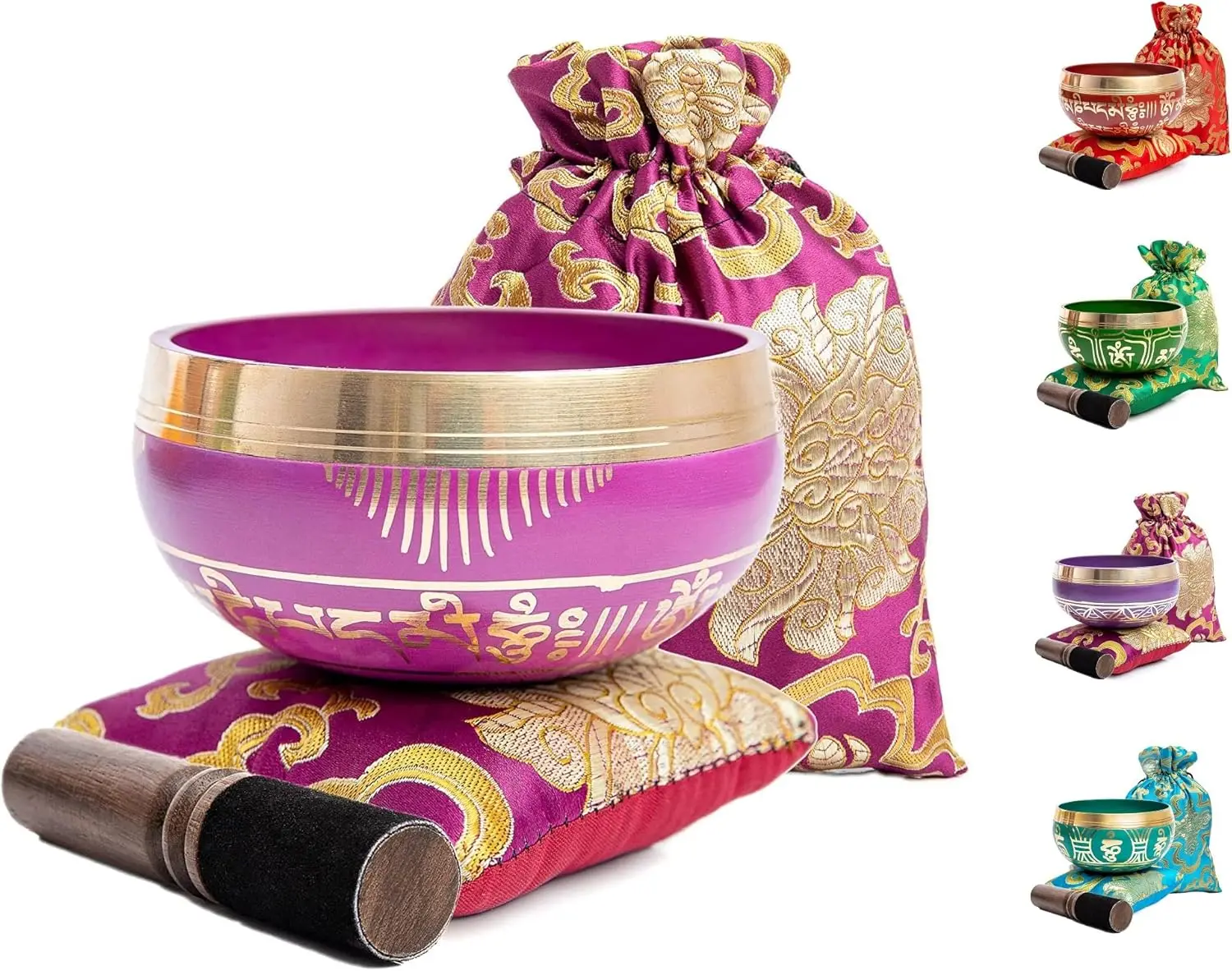 Orchid Authentic Handcrafted Tibetan Singing Bowl Set - Easy-to-Play Percussion Instrument for Beginners - 7 Chakra Mindfulness Meditation Holistic Sound Tool