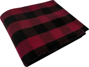 Red & Black Plaid Heavyweight Blanket 62"x 80" - Heavyweight - 55% Wool / 45% Synthetic
