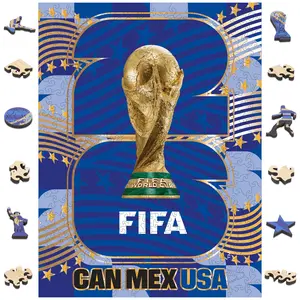 (Luxury Version) FIFA World Cup 2026 Host Country Logo USA Jigsaw Puzzle 300 Pieces 5mm Wood Officially Licensed Soccer Fan Gift (Luxury Version)