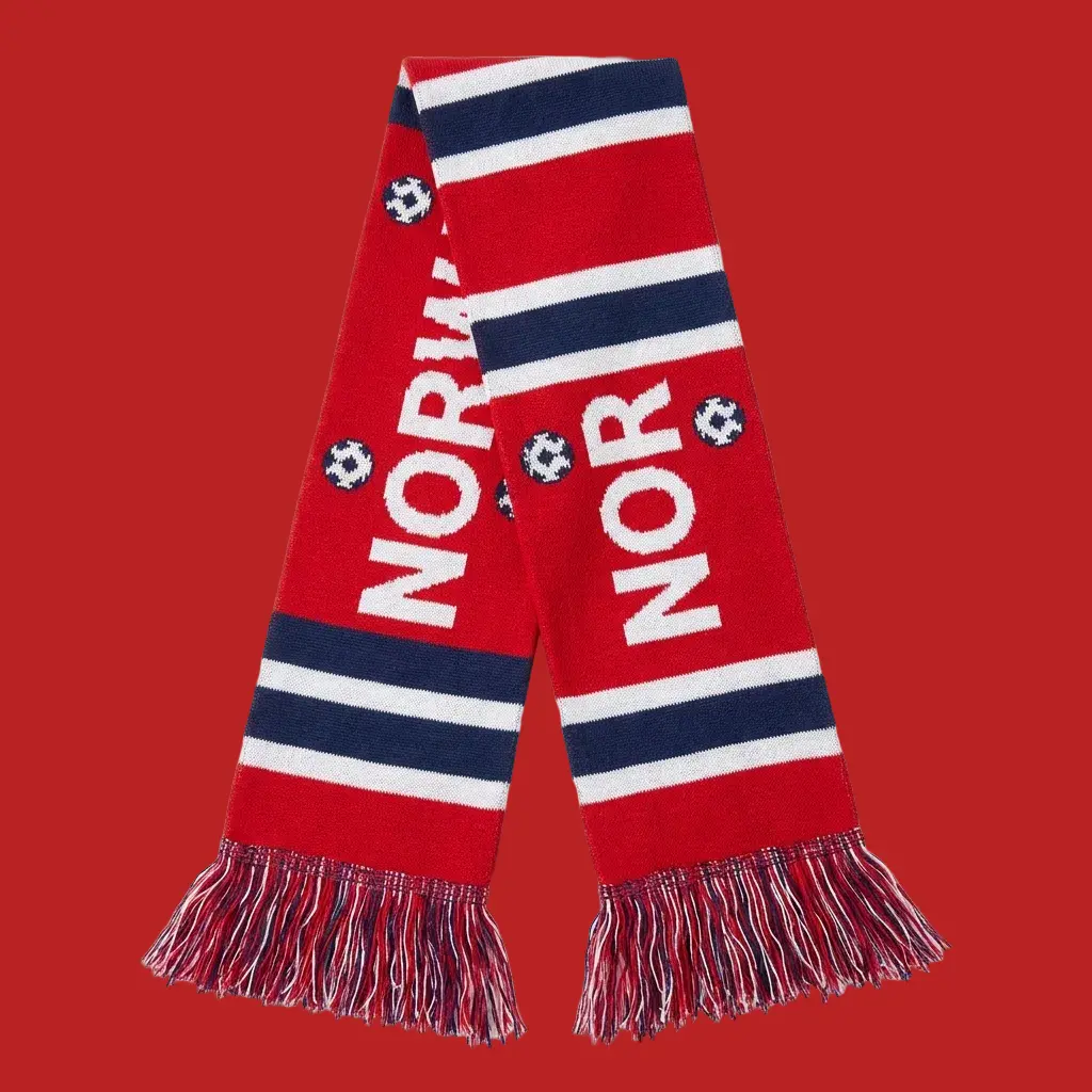 Norway Supporter Scarf - Norwegian Flag Soccer Fan Scarf, Knit Football Match Day Scarf, Fan Gear Gift