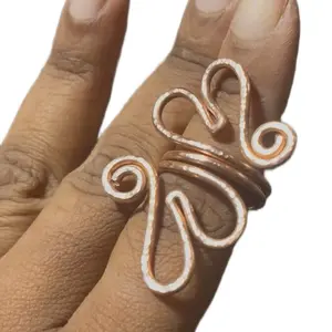 Double heart copper ring