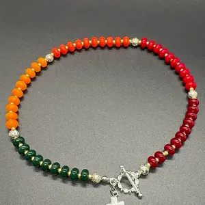 Handmade Rainbow Choker with Candy Glass Beads and Gold Seed Beads