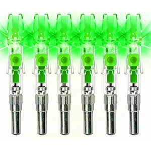 NoxDyn 6pcs 5.2mm lighted nocks for arrow diameter of .204 .233 .244  .248 Green Archery
