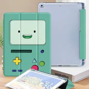 Cute Adventure Buddy Bmo Tablet Case Cover, iPad Accessories, Fits iPad 9/8/7 Gen 10.2 Inch, iPad Air 5/4 Gen 10.9 Inch, Anti-Drop Stand Function, Magnetic, Tablet Casing