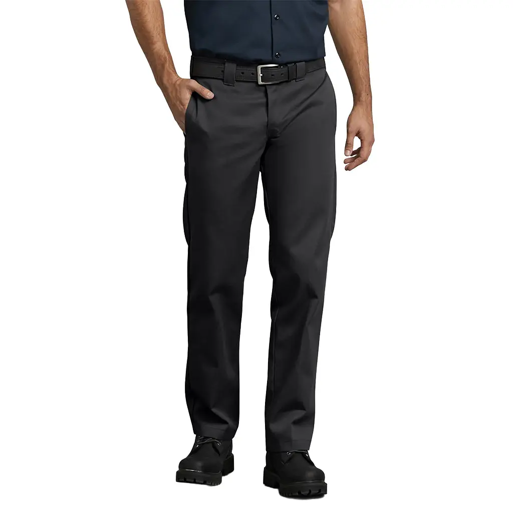 Dickies Men's 873 Slim Straight Work Pants - Black, Form-Fit, Non-Denim, Performance, Durable Poly-Cotton Twill Blend, All-Season, Stain-Proof, Form-Fit Men's Pants, Non-Denim Men's Pants