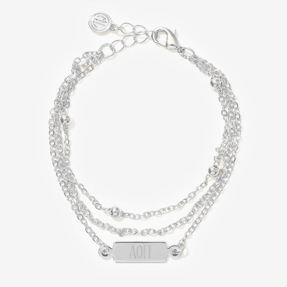 Alpha Omicron Pi Multistrand Bracelet | Silver