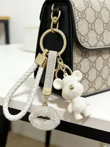 Creative Rhinestone Lip Keychain Kawaii Car Key Decoration, Cute Cartoon Bear Pendant, Women's Bag Accessory, All Seasons