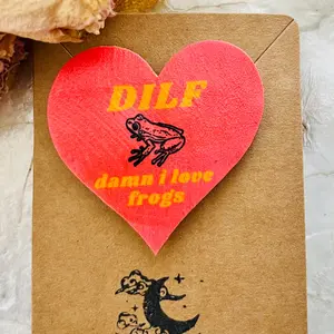 DILF damn I love frogs shrink plastic pin - cottagecore goblincore inspired