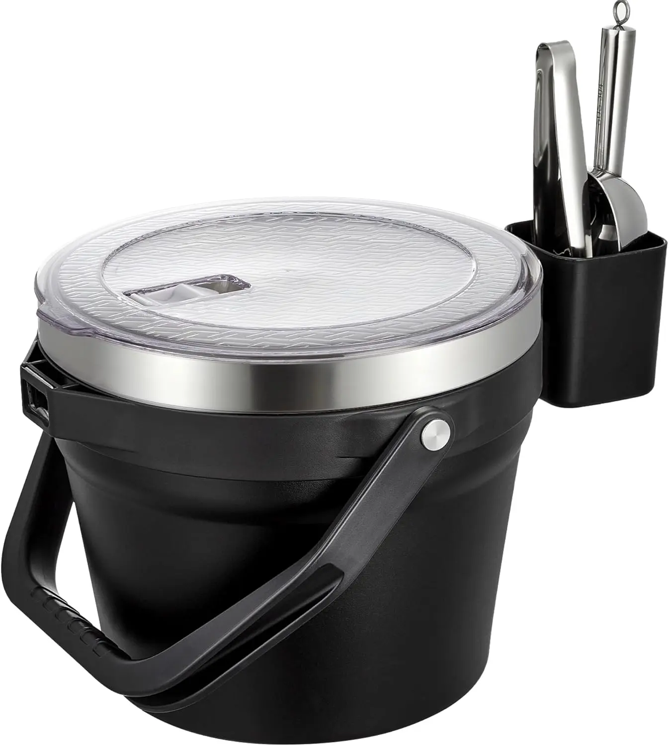 7L Vacuum Insulated Ice Bucket with Lid and Scoop& TongsLarge capacity Stainless Steel Beverage Bucket for , Champagne, , BeerLarge PartiesCarbon Black Suit