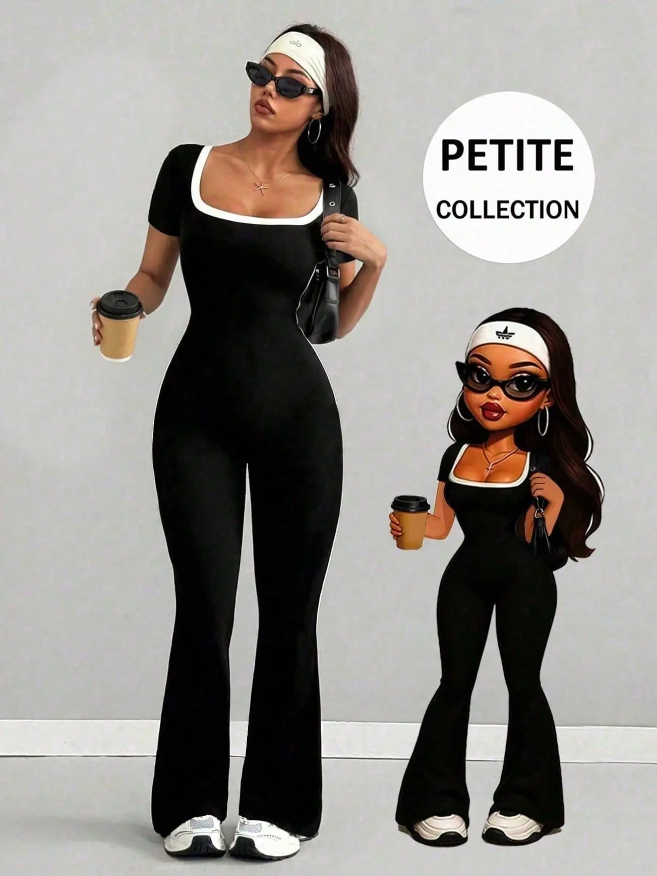Women's European Style Chic Sexy Overall Bodysuit, Square Neck Trim Backless Tightening Fitted High Waist Flared Pants, Bell Bottom Rompers, High Waist Overalls, Music Festival/nightclub/street Casual Fashion