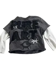 Oversized Y2k Sweatshirt Vintage Alphabet Embroidery Goth Harajuku Style Casual Fashion Fit Jersey Women's Long Sleeve Top