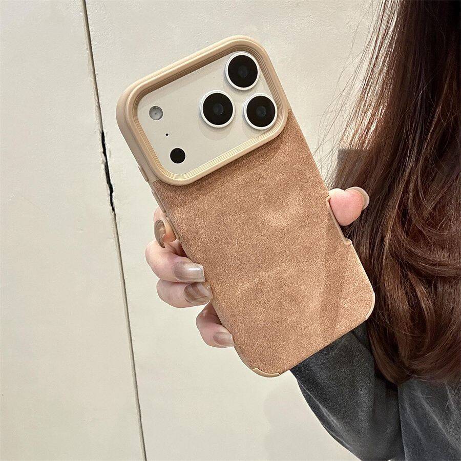 Luxury Suede Leather Phone Case for iPhone 17 16 15 14 13 12 11 X Pro/Pro Max/Plus/Air, Heavy Duty Camera Protection Shockproof Soft TPU Bumper Anti-Scratch Stain Resistant Protective Cover for Men Women Perfect Gift for Her/Him