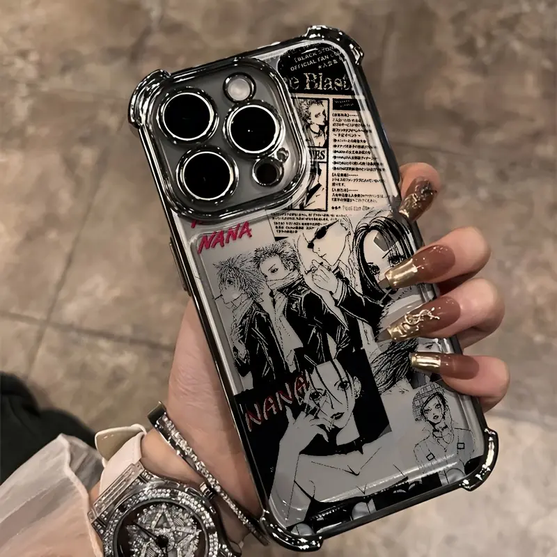 Anime Cool Nana Osaki Y2K Phone Case Designed for Compatibility with for iphone Models 16, 15, 14, 13, 12, 11 Pro Max, X, XR, XS Max, 8, And 7 Plus, Featuring an Electroplated, Anti-Drop, Transparent Soft Back Cover