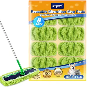 Reusable XL Mop Pads Compatible with XL Sweeper, XL Dry Sweeping Cloths, XL Wet Mopping Cloths, Washable Microfiber XL Wet Pads Refills for Surface/, 8 Pack