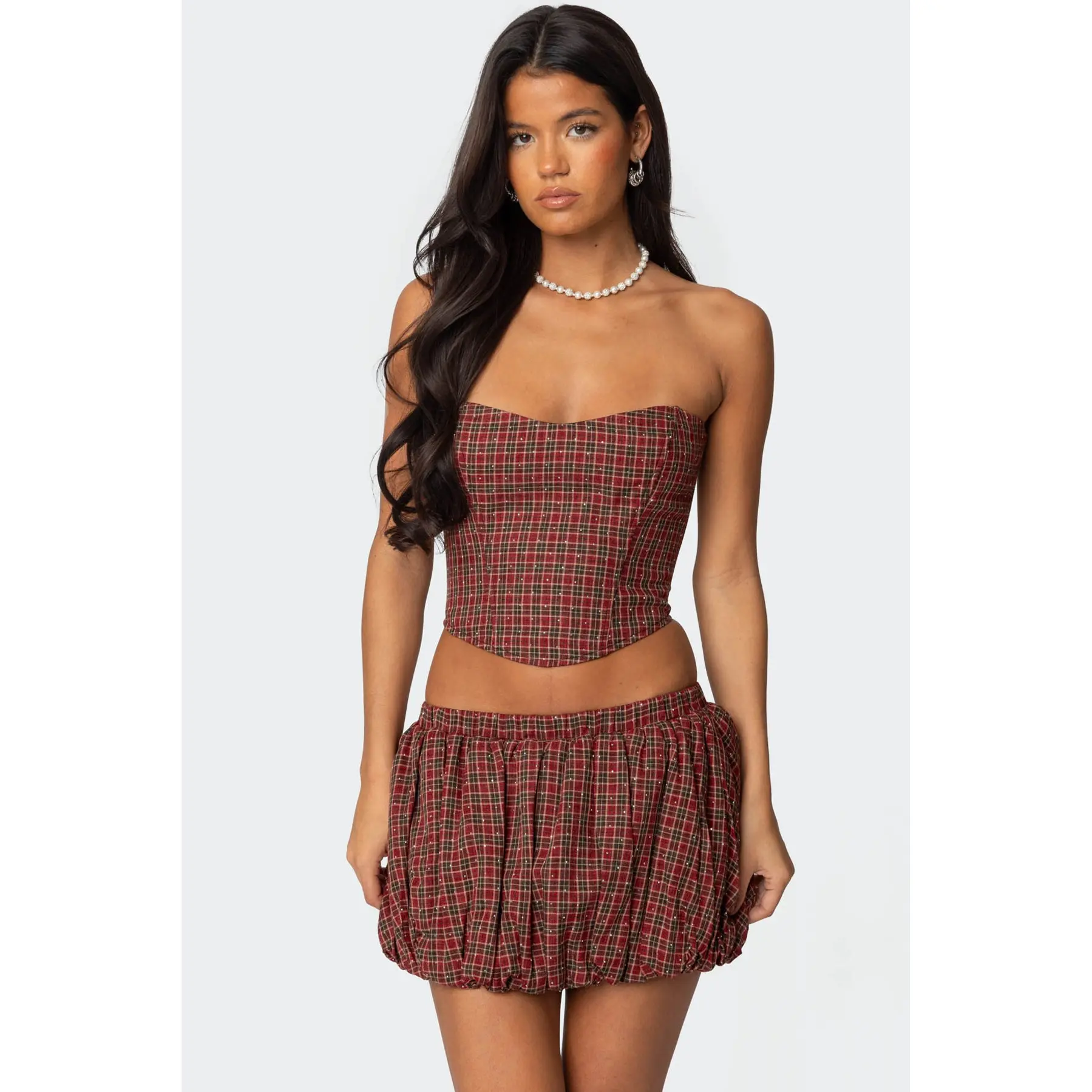Marlene Plaid Lace Up Corset
