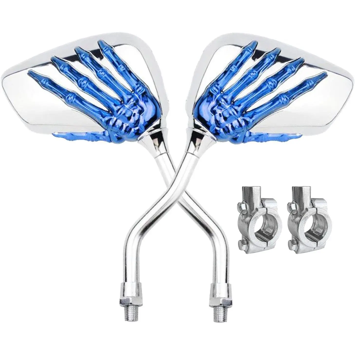 Pairs of Distinctive Skull Skeleton Hand Bicycle Mirror, Rearview Side Mirror Handlebar Mirror Mount Holder Clamp Adaptor 10mm for Scooter Moped Bike Standard Bike Motorcycle