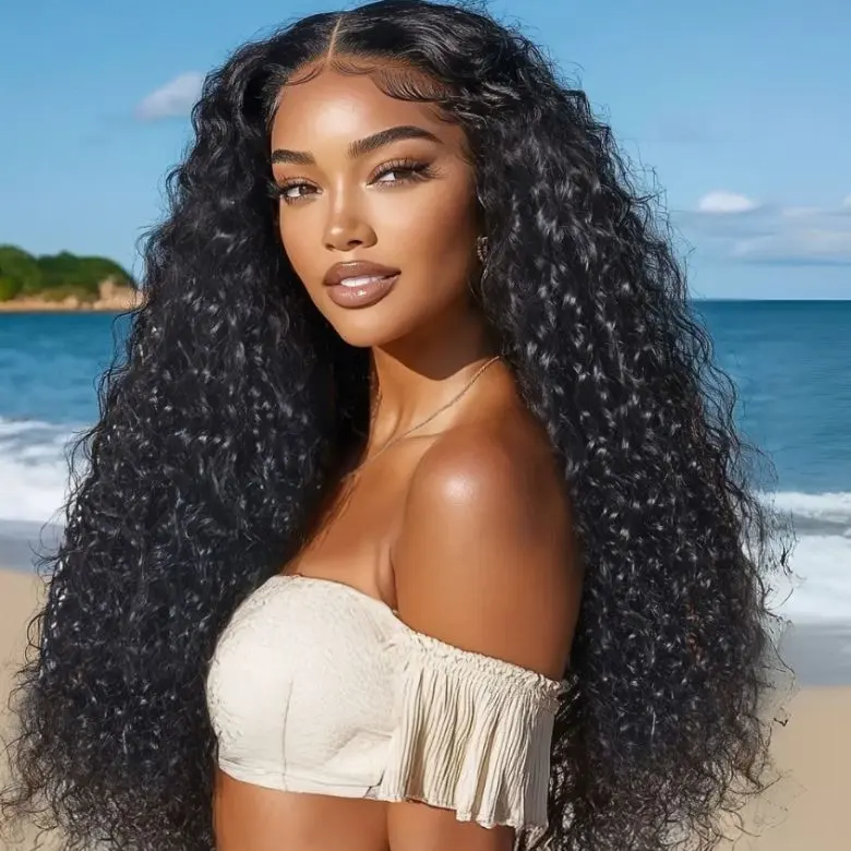 【LIVE SALE】UNice 7x5 Glueless Water Wave Mix Jerry Curly Human Hair Wigs Pre Cut HD Lace Closure Human Hair Wig Glueless Drawstring Wigs Beginners Friendly Easy Install