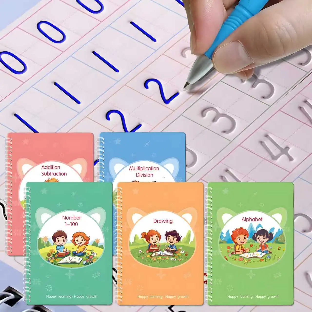 [DealsForYouDays] Grooved Magic Writing Book for Kids, Reusable Handwriting Practice Workbook Set with Pens & Refills, Pre Writing Skills Activity Book, Letter Number Tracing Workbook for Preschool Kindergarten Homeschool Learning