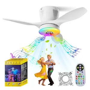 Ceiling Fan Light with Remote Control, Bluetooth-compatible Speaker Ceiling Fan, RGB Function, Adjustable LED, Three Speeds, Quiet Modern Design