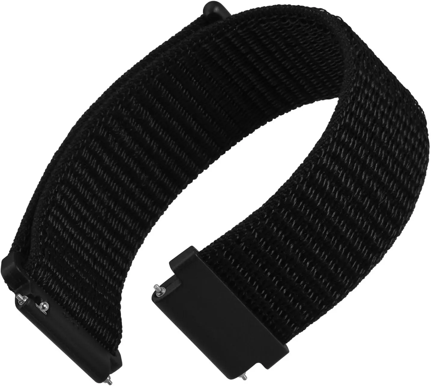 20mm Adjustable Nylon Watch Band, Quick Release Sport Loop Strap (Black)