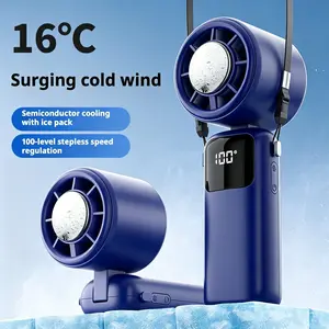 4-in-1 portable refrigeration handheld turbo fan with 200 speed settings, 21,000 revolutions per minute, 12hour cooling, digital display, 120° rotation, USB charging, mini handheld personal fan.Suitable for travel, indoor use, and office desk usage