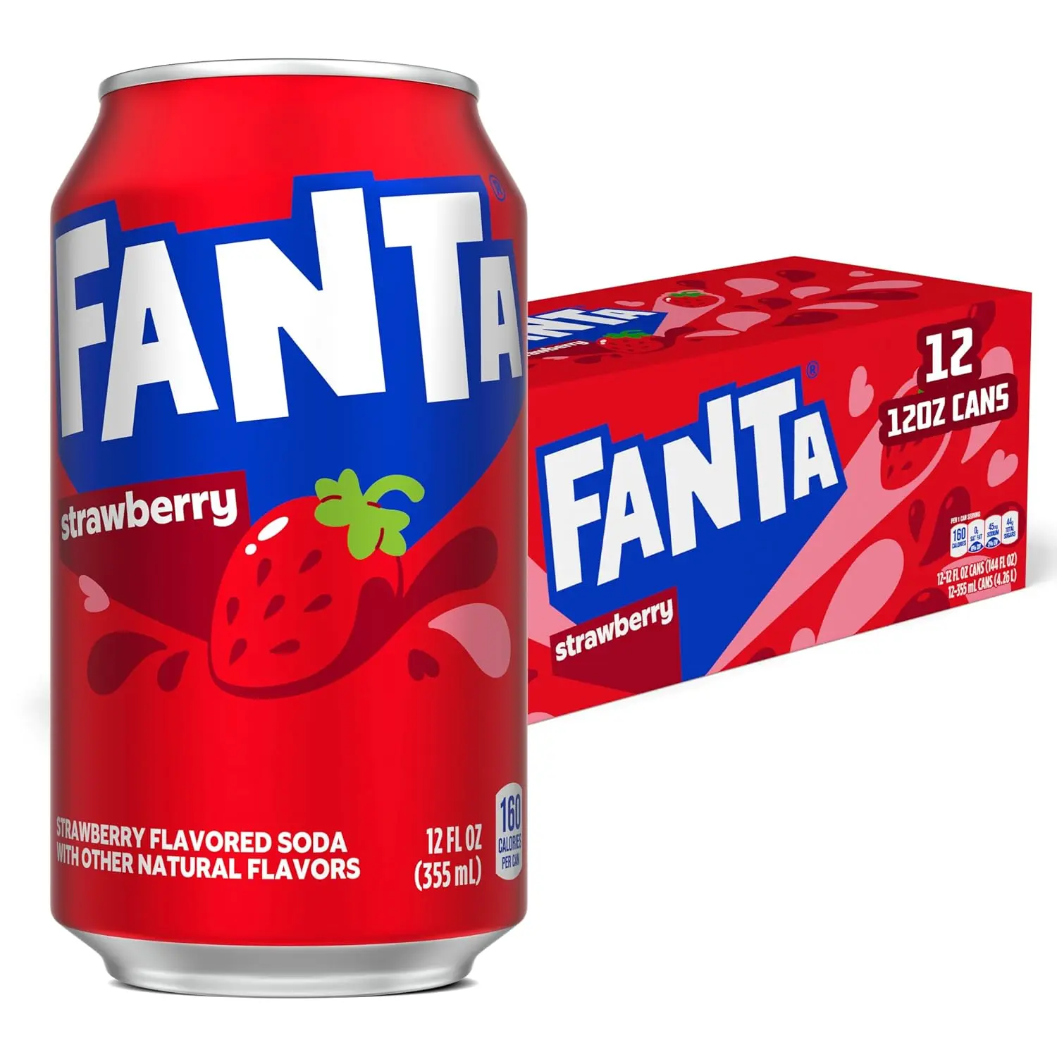 Fanta Fruit Flavor Strawberry Fizzy Drink, 12 fl oz, 12 Pack