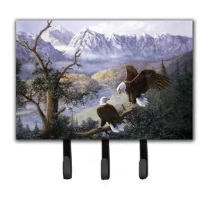 212 MAIN Eagles Metal Hook Hanger by Daphne Baxter - 9x6 in Wall Mounted Home Decor, Leash or Key Holder