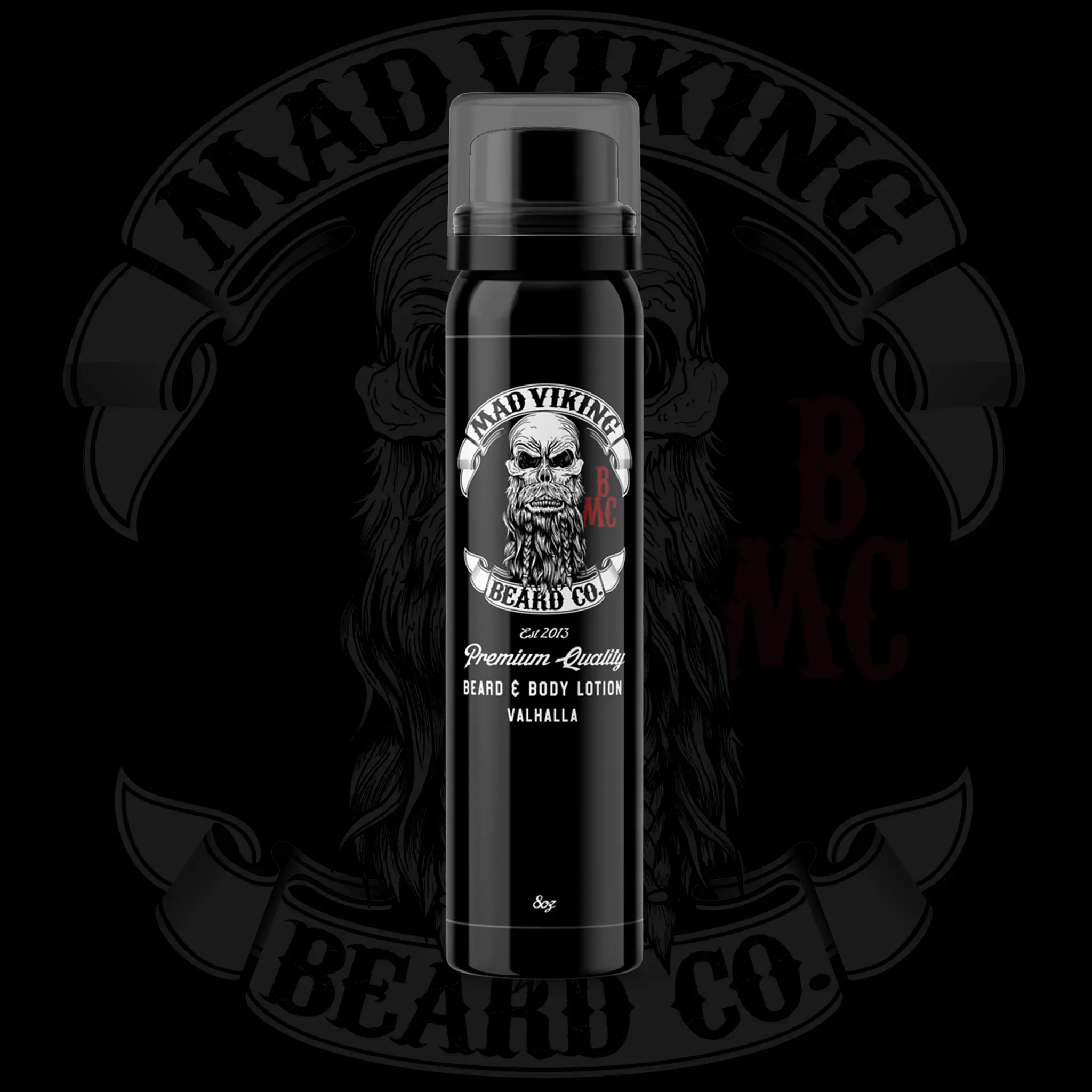 MAD VIKING BEARD CO Valhalla Beard & Body Lotion Spray, Vanilla Sandalwood Scent, 8 oz Vegan Moisturizer with Coconut & Aloe Flower, Lightweight Non-Greasy Formula