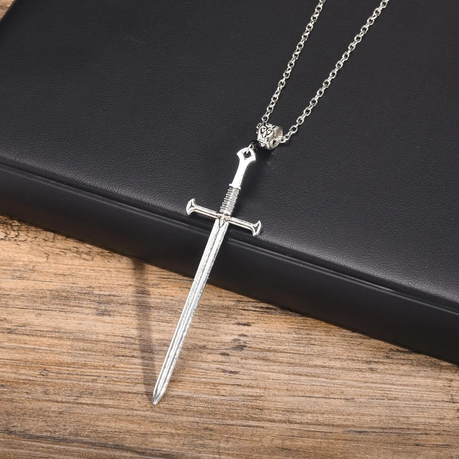 Man Punk Rock Sword Cross Pendant Necklaces Retro Gothic Long Dagger Knife Necklace Hip Hop Jewelry For Women Teens