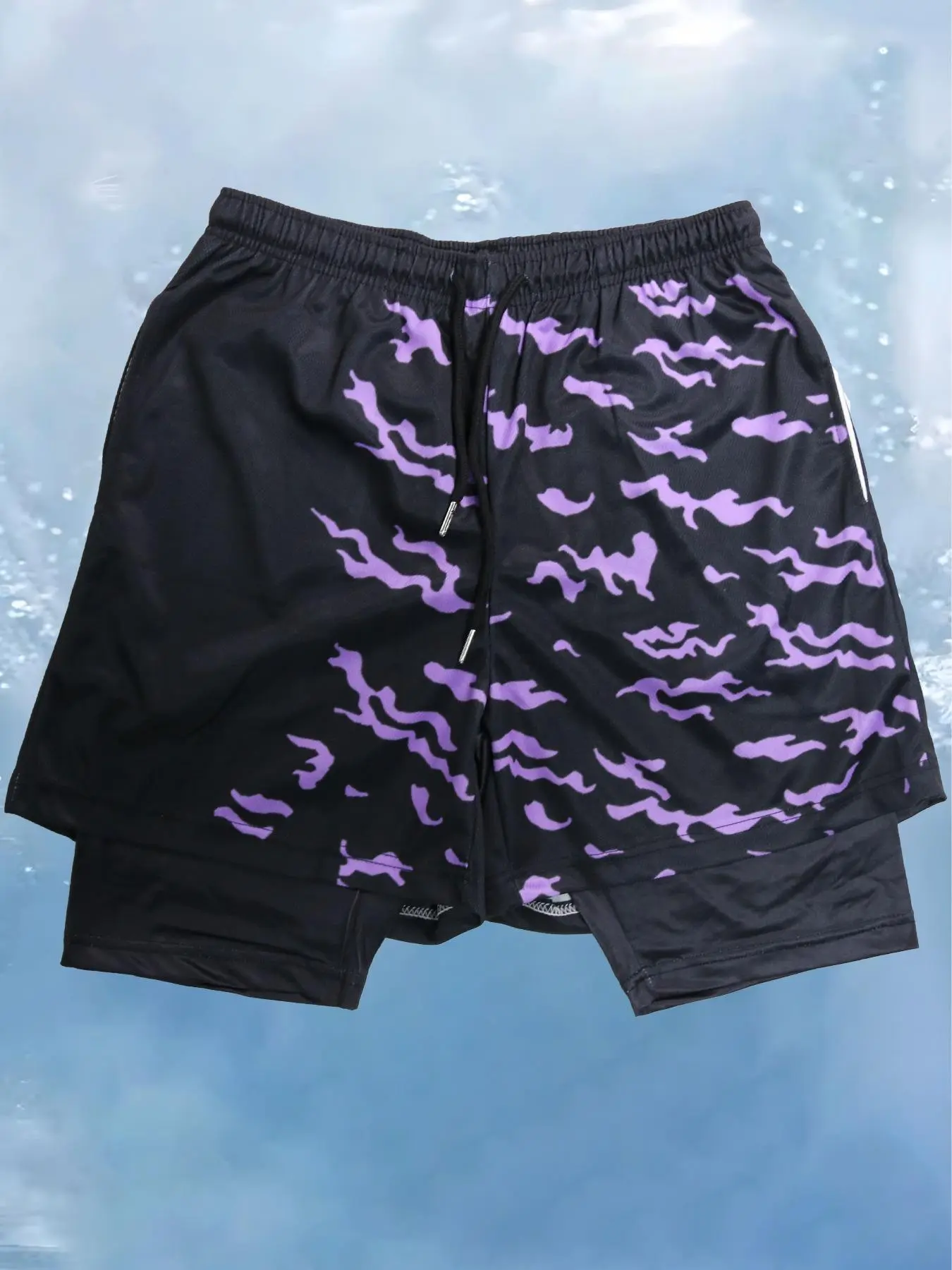 Men's 2-in-1 Print Drawstring Athletic Wear Shorts, Summer Sports Shorts, Outdoor Sports Shorts, Gym Shorts, Regular Fit Breathable Sweat-absorbing Elastic Waist Shorts, Sports Bottoms for Men, Workout Clothes, Fitness Shorts