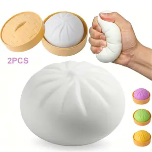 2PCS Dumpling Squishy Mystery Box, Viral Squishy Dumpling Toy, Bao Bun Food Squeeze Stress Relief Fidget Toys for Holiday & Birthday Gifts