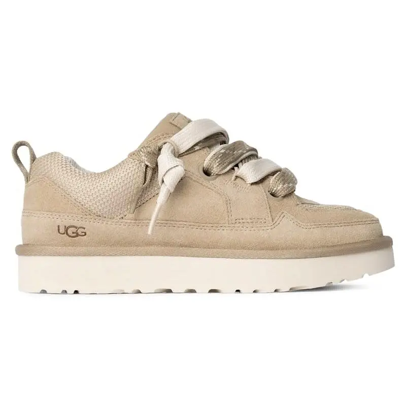 UGG Lowmel Lo Mustard Seed Kids | Unisex Low-Top Casual Sneakers | Soft Suede & Textile Upper Shoes | Lightweight Comfort Everyday Footwear | Cushioned Rubber Outsole Trainers | Slip-On Lace-Up Hybrid Style | Durable Kids Lifestyle Shoes