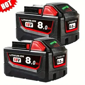 2pcs 18V 8.0Ah Lithium-Ion Battery Replacement for Milwaukee M18 Cordless Power Tools - Compatible with Models 48-11-1850, 48-11-1852 & More, Battery Tools And Charger