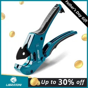 【Fathersdaygift】Libraton PVC Pipe Cutter, Up to 2-1/2", Ratchet Pipe Cutter Heavy-Duty, Pex Cutting Tool for Cutting PEX, PVC, PPR Plastic Hoses and Plumbing Pipe