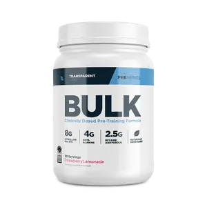 Transparent Labs BULK Pre-Workout Powder - 30 Servings, 200mg Caffeine