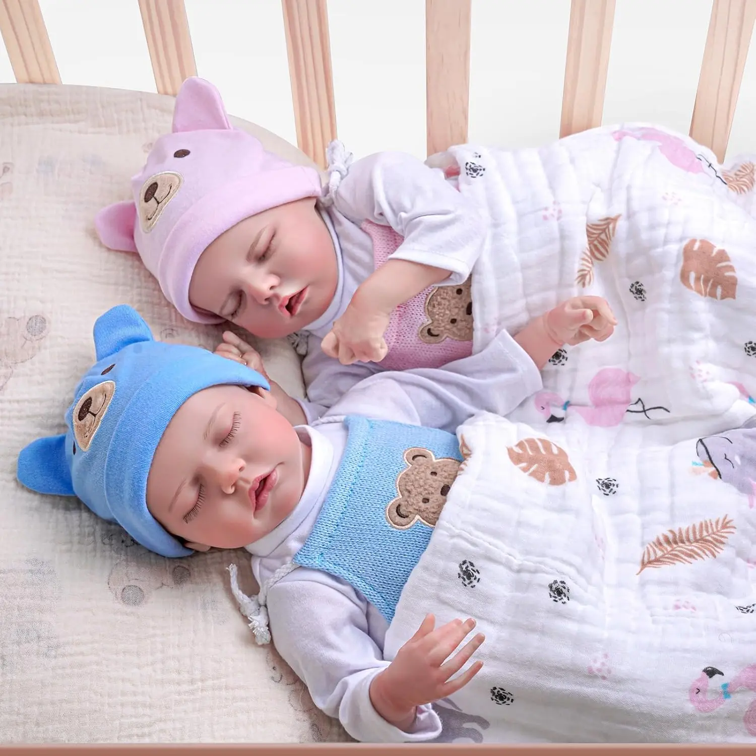 #Summervibes#DealsForYouDays BABESIDE Twins Reborn Baby Dolls 17Inch Realistic Newborn Baby Dolls Real Life Soft Body Reborn Baby with Toy Accessories Gift Set for Kids Age 3+ Christmas New Year's Gifts Collectible Dolls