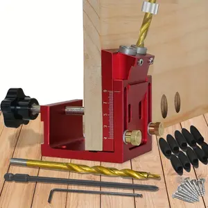 Woodworking 9mm Oblique Pocket Hole Locator Drill Guide Set, Adjustable Clamp Height, Aluminum Alloy Wood Splicing Tools, Carpenter Gifts