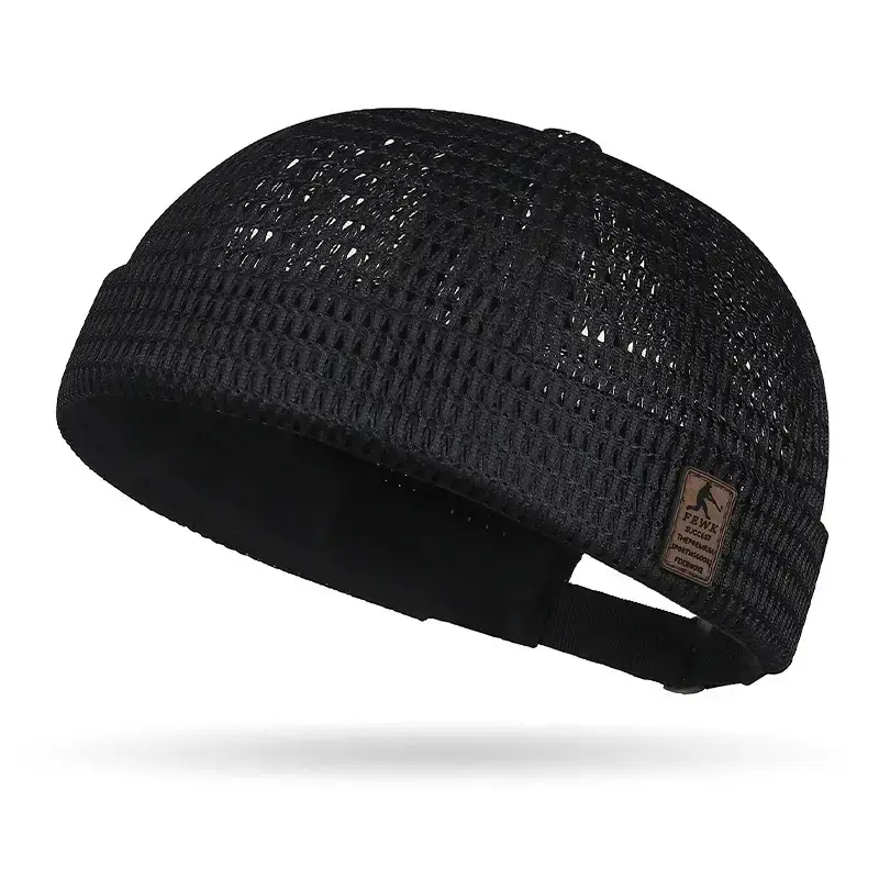 Men's Structured Mesh Brimless Beanie, Casual Adjustable Strap Docker Cap for Daily Outdoor Use, Fashion Clothing Accessory, Men's Accessories For Adults
