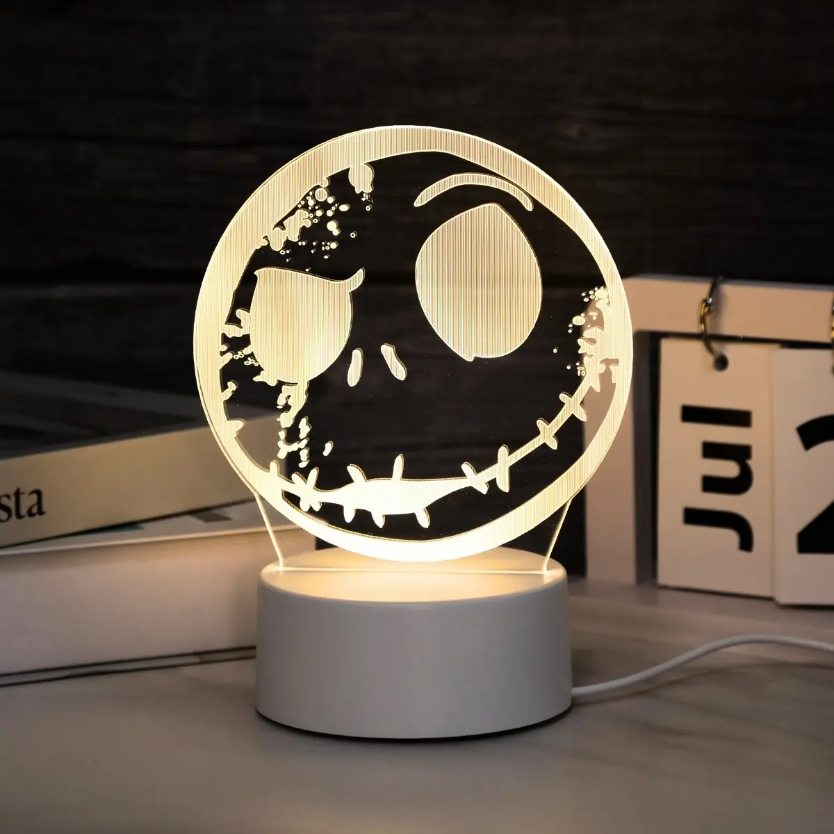 Modern Ghost Face Design, USB Powered Soft Warm Light, Electronic Lights, Perfect Halloween Party Gift, Home Bedroom Living Room Decor, Decorative Night Light