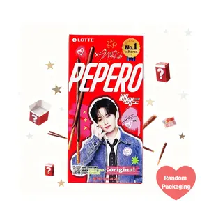 LOTTE Pepero Chocolate Coated Biscuit Sticks  - Stray Kids Official Merchandise, Crispy Korean Snack, Rich Chocolate Flavor, Perfect for Binge-Watching & Relaxing - Cooky- [Shipped With Random Outer Packaging]-Randomly Dropped Idol Packaging