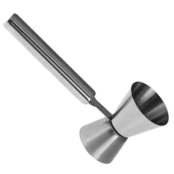 BarConic® Stainless Steel Bar Measuring Jigger with 5" Handle, 2 Sizes (0.75 oz x 1.25 oz) - Easy-Cleaning, Durable, Sanitary Kitchen Measuring Utensil That Keeps Hands Clean