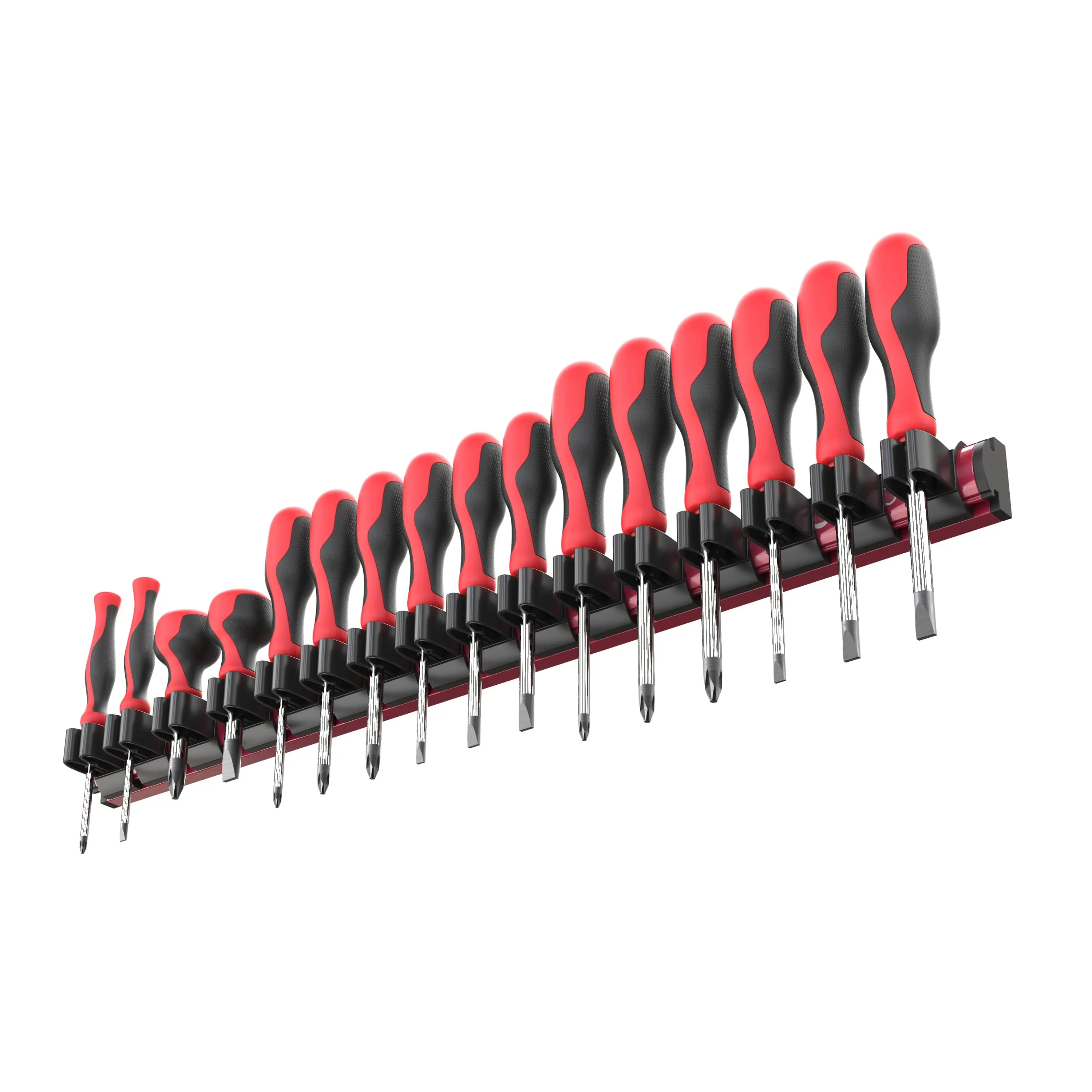 Olsa Tools Magnetic Screwdriver Organizer – 16 Clip Aluminum Rail with Ultra-Strong Neodymium Magnets for Easy Grab & Go Tool Storage