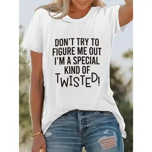 [New Recommendation] Creative Monogram Special Twisted Self-Printed T-Shirt, Women'S Casual Vacation Short-Sleeve Round-Neck Top, Spring And Summer Machine-Washable New Women'S Clothing, Street-Versatile Outdoor