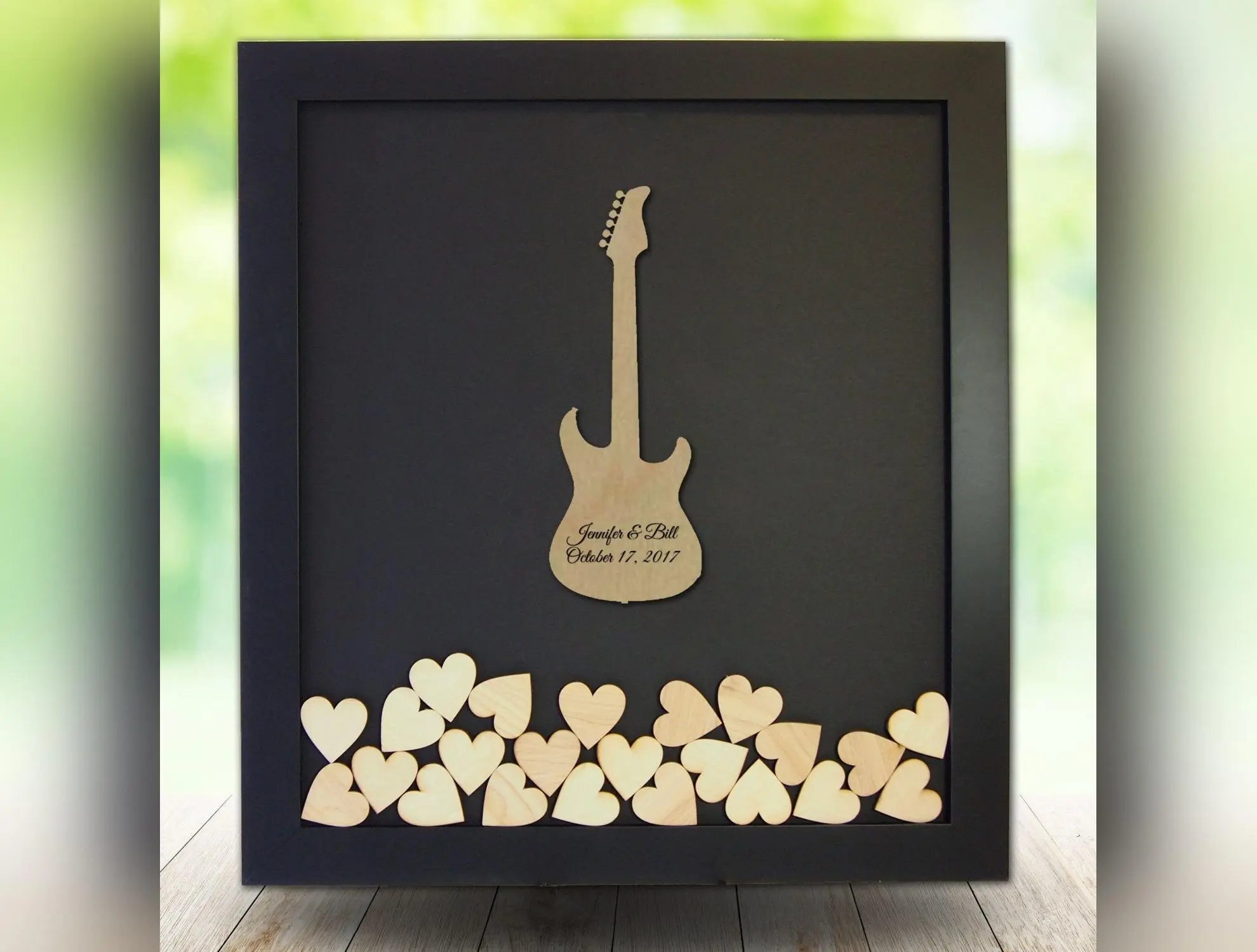 Drop Box Guest Book Frame with Electric Guitar Wooden Insert