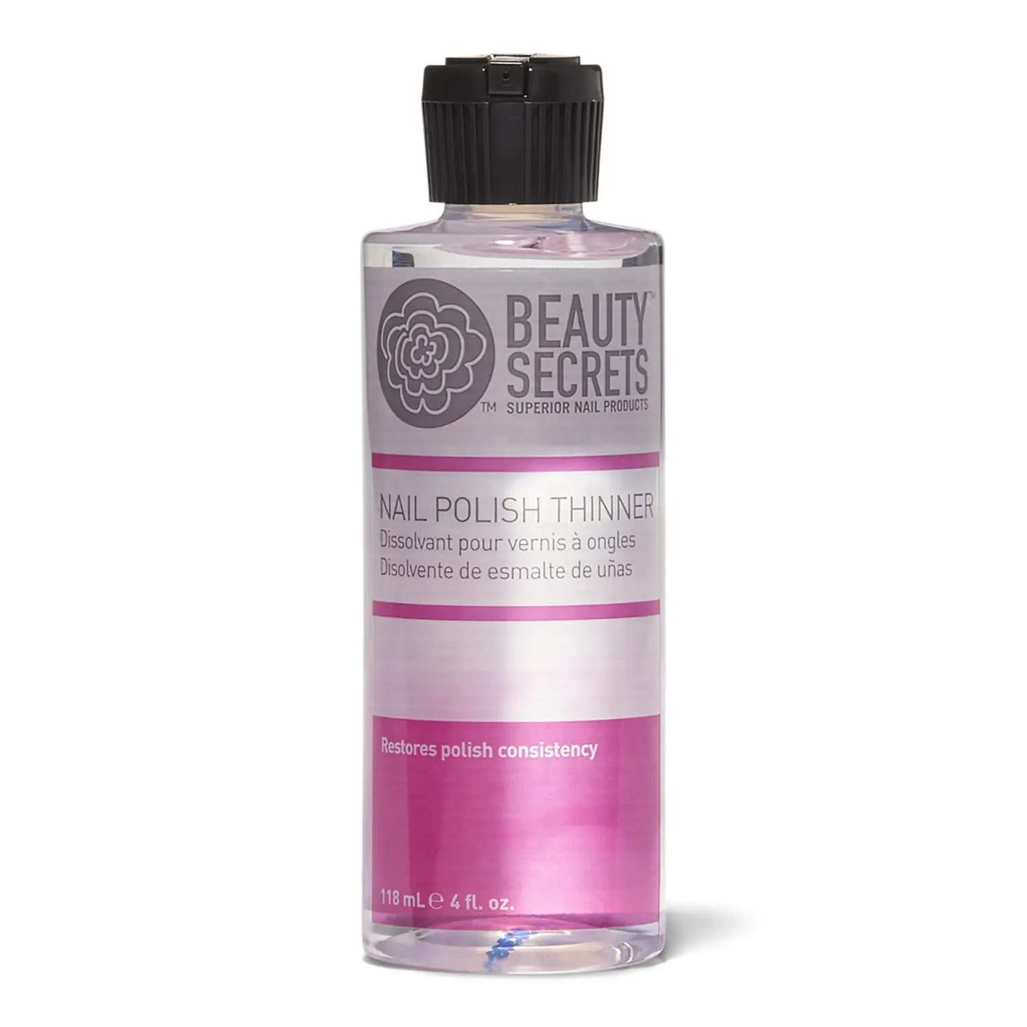 Beauty Secrets Nail Polish Thinner, 4 Fl Oz (Pack of 1), Thins Nail Polish for Even Flow